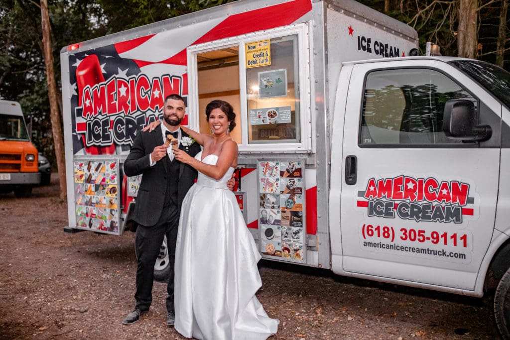 bride and groom ice cream, wedding ice cream truck, wedding food trucks, outdoor wedding